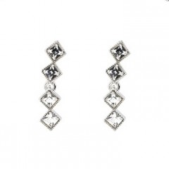 Clear Crystal Jewellery Set - Square Rows of Clear White Diamond Swarovski Crystals