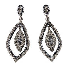 Dangling Tear Drop Crystal Earrings with Jet Black and Black Diamond Swarovski Crystal 65 mm drop length