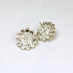 Swarovski Crystal Flower AB and Clear Crystal Stud Earrings - 18mm Diameter
