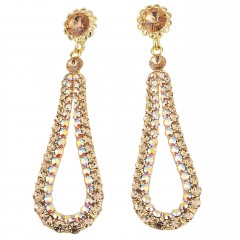 Fashion Loop Swing Earrings Swarovski Gold and AB Topax Crystals