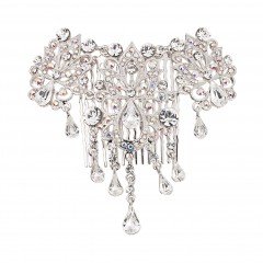  Teardrop Ornate AB and Clear Swarovski Crystal Hair Comb dancejewellery.co.uk