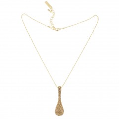 Gold Topaz Swarovski Crystal Peanut Pendant Necklace