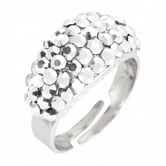 Swarovski Silver Cal Crystal Cluster Band Ring (Small), Rhodium Plated Silver Finish. Gemini London Jewellery 