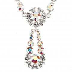 AB Crystal Flower Pendant Drop Necklace, AB Swarovski Crystals