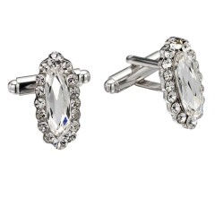 Black Friday Deal Swarovski White Diamond Crystal Oval Cufflinks Cubic Zirconia