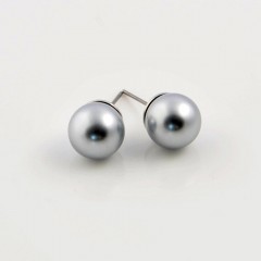 Grey Pearl Stud Earring - Swarovski Pearl - Small 10mm Diameter