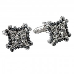 Jet Black Square Decorate Swarovski Crystal Cufflinks Gemini London