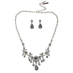 Vintage Black Drop Necklace with Earrings