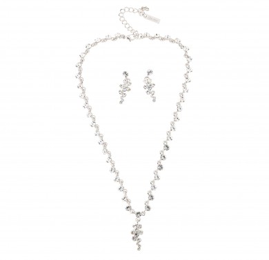 Mother's Day Special - Swarovski Crystal Cluster Drop Necklace and Earrings Set