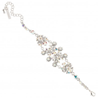 AB & Clear Crystal Vintage Floral Bracelet, AB & White Diamond Swarovski Crystals 