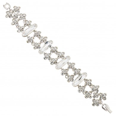 Clear Crystal Ladder Flower Bracelet, White Diamond Swarovski Crystals