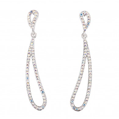 AB Crystal Hoop Earrings - Made with AB Swarovski Crystals, Abstract Teardrops, 64mm Drop