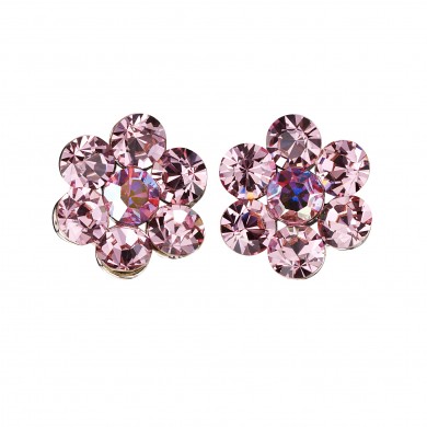 Pink Crystal Flower Stud Earrings, Light Rose & Pink AB Swarovski Crystal - 18m Diameter