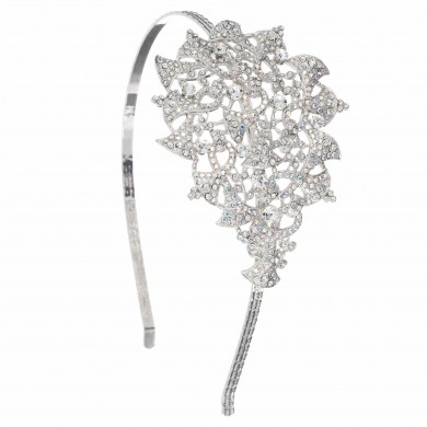 Swarovski White Diamond and AB Crystal Bells, Horns Hairband - Headband Nickel Free Rhodium Plated