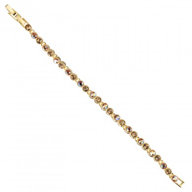 Gold Crystal Tennis Bracelet, Double link Topaz Gold & AB Topaz Gold Swarovski Crystals, Gold Plated