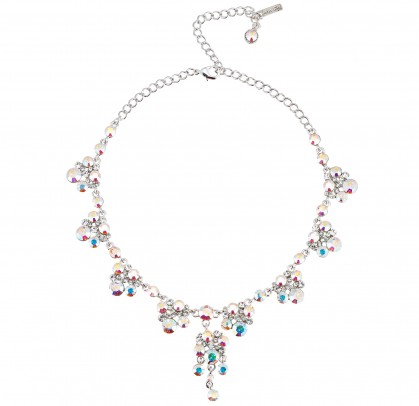 AB & Clear Crystal Necklace - 8 Cluster Drops made with Swarovski Crystals