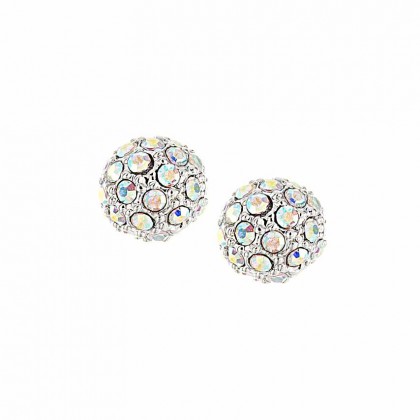 AB Crystal Earrings - Ball Stud Earrings, 10mm, AB Swarovski Crystals