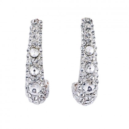 Clear Crystal Long Cuff Earrings, 50mm Drop, Swarovski Crystal 