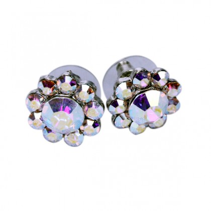 AB Swarovski Crystal Small Flower Stud Earrings - 17m Diameter