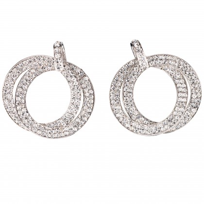 Double Circle Hoops Crystal Earrings with Swarovski Crystal - length 45mm - Gemini London