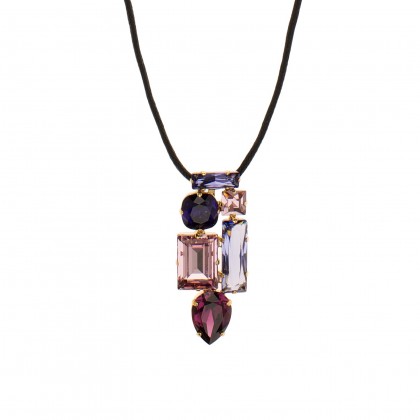 Martine Wester, Crystal Craze, Purple Pendant Necklace, Limited Edition, European and Austrian Crystals Gold Plated.