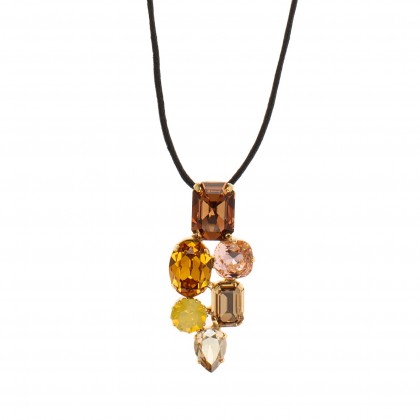 Martine Wester, Crystal Craze,Topaz Pendant Necklace, Limited Edition, European and Austrian Crystals Gold Plated.