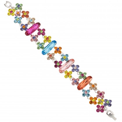 Ladder Flower Bracelet Multi-Coloured Swarovski Crystals
