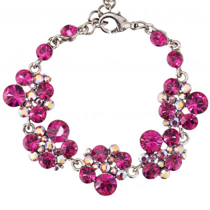 Pink Swarovski Crystal Chandelier Drop Bracelet - Fuchsia Pink and Fuchsia AB Swarovski Crystals