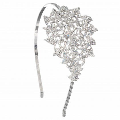 Swarovski White Diamond and AB Crystal Bells, Horns Hairband - Headband Nickel Free Rhodium Plated