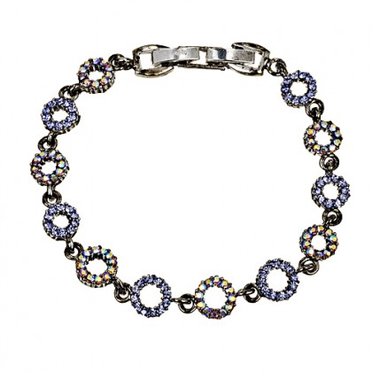 Blue Crystal Circle Bracelet, Tanzanite & AB Tanzanite Swarovski Crystals, Antique finish Rhodium Plated