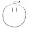 Black Crystal Diamond Row Necklace and Earrings Set, Black Diamond Swarovski Crystals, Rhodium Plated.