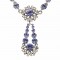 Blue Crystal Flower Pendant Drop Necklace Pendant  Blue Swarovski Crystals