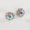 Swarovski White Diamond and AB Crystal Small Flower Stud Earrings - 17m Diameter