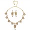 Blue CrystGold Crystal Necklace and Earrings Set, Chandelier Drop