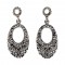 Oval Crystal Drop Earrings with Black Diamond and Jet Black Swarovski Crystal