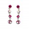 Pink Crystal Necklace and Earrings Set, 4 Crystal Drop