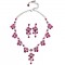 Pink Crystal Necklace and Earrings Set, Chandelier Drop