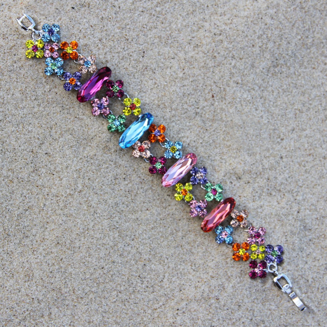 Swarovski Crystal Bracelet in Multi Coloured Swarovski Crystals and
