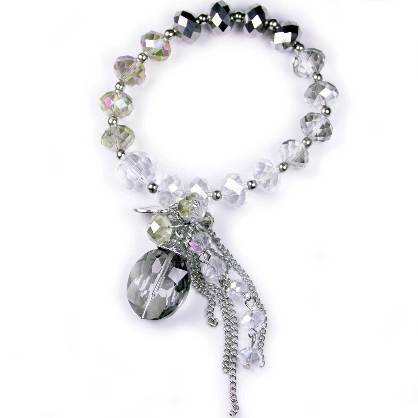 Swarovski Crystal Crystal Charm Bracelet, Smokey Quartz, Black & Clear