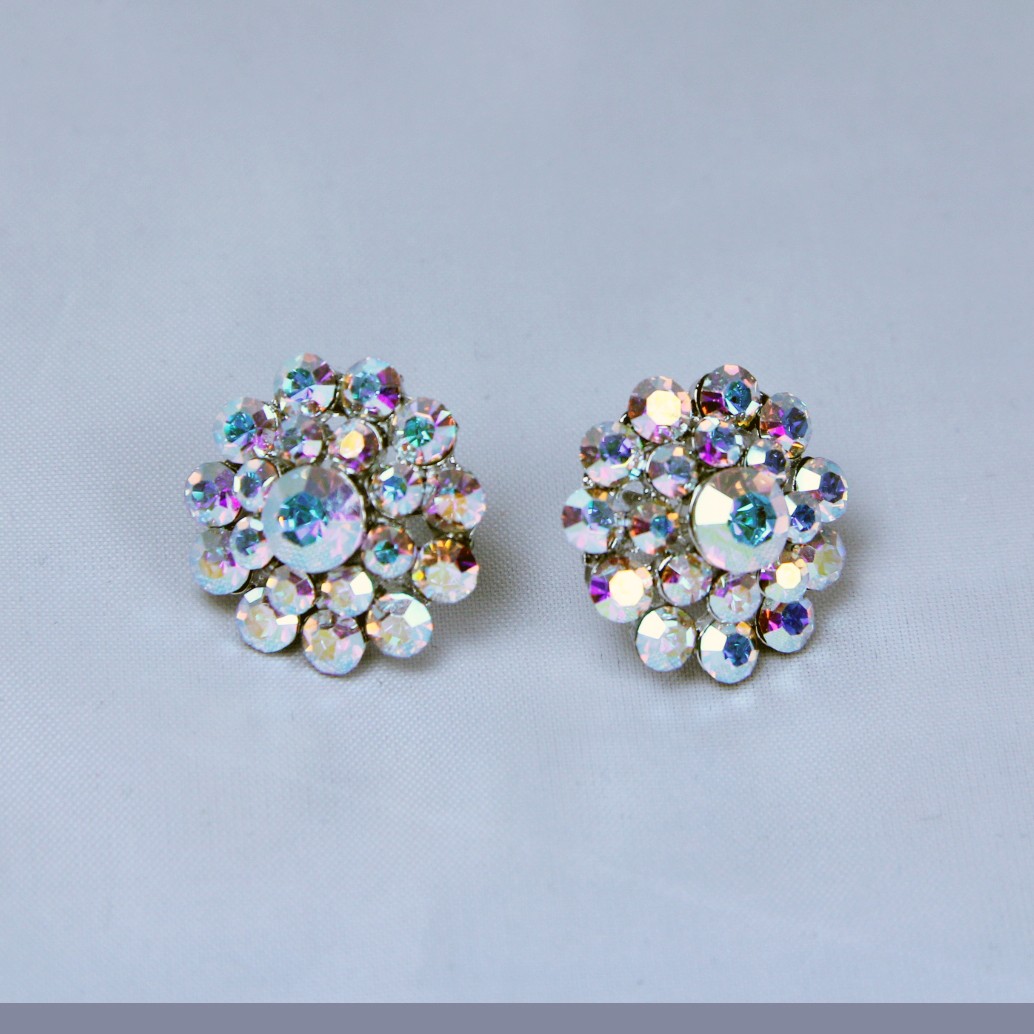 Swarovski Crystal AB Crystal Stud Earrings Flower 18m Diameter - AB ...